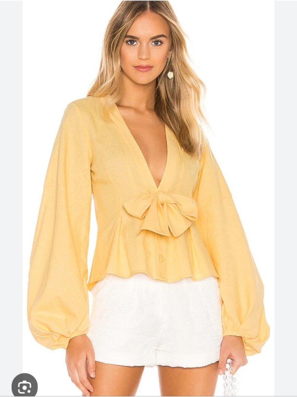 Petersyn Elinor Top | Designer Boho Puff Sleeve Tie Front Blouse | Revolve